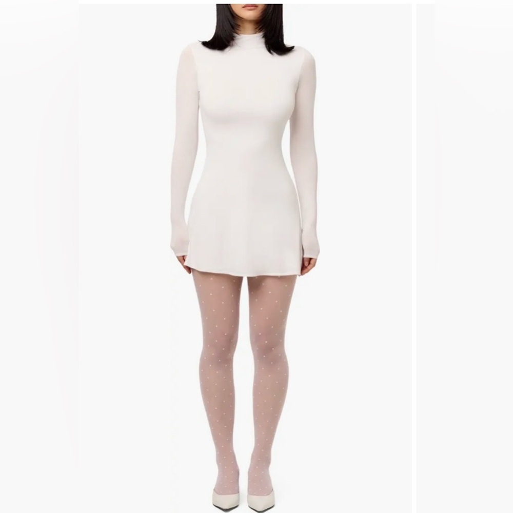 naked wardrobe white Long-Sleeve Mini Dress